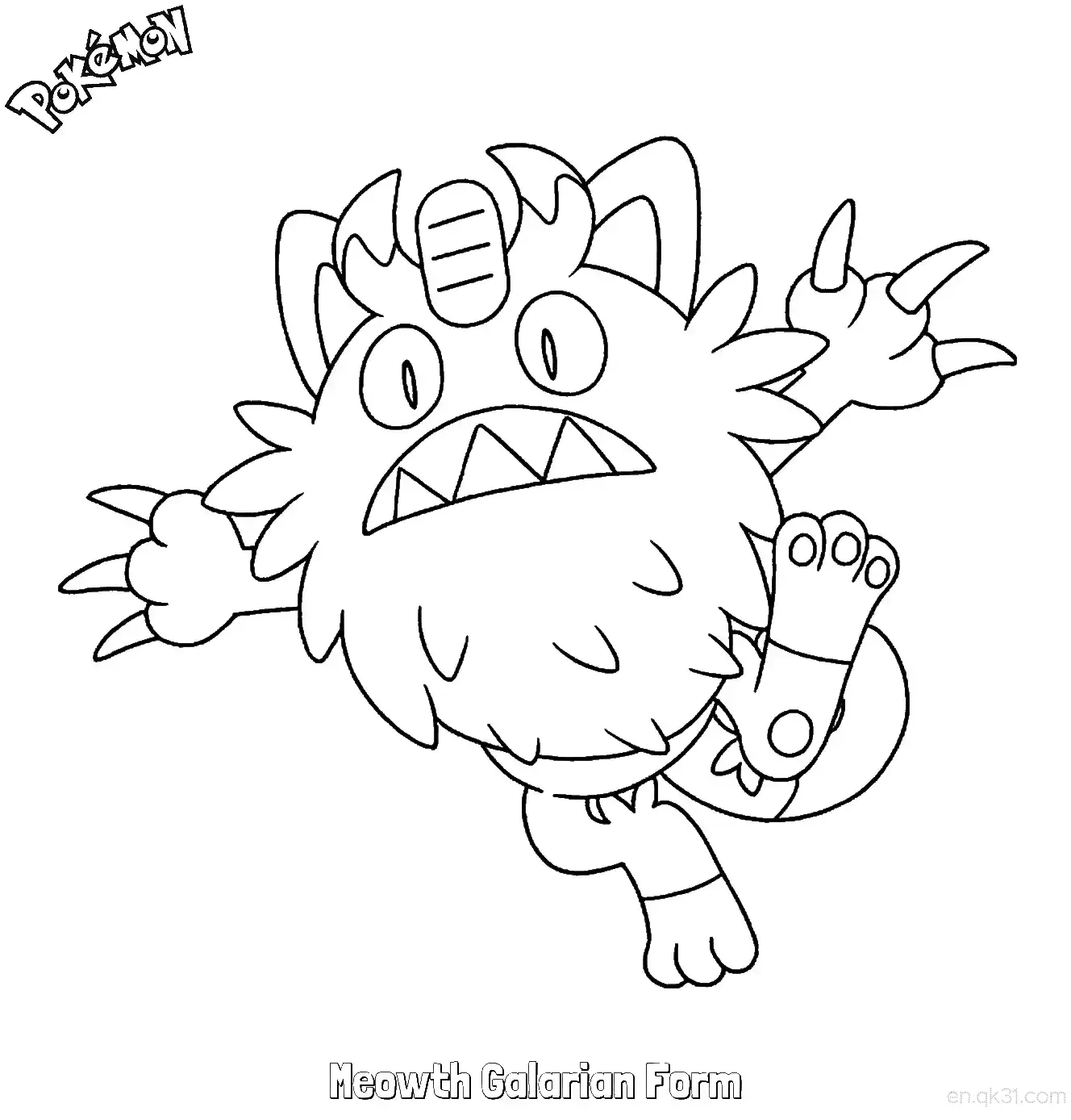 Meowth Galarian Form Coloring Page - Free Printable Pokemon Coloring Sheets – Free Printable Coloring Page for Kids and Adults